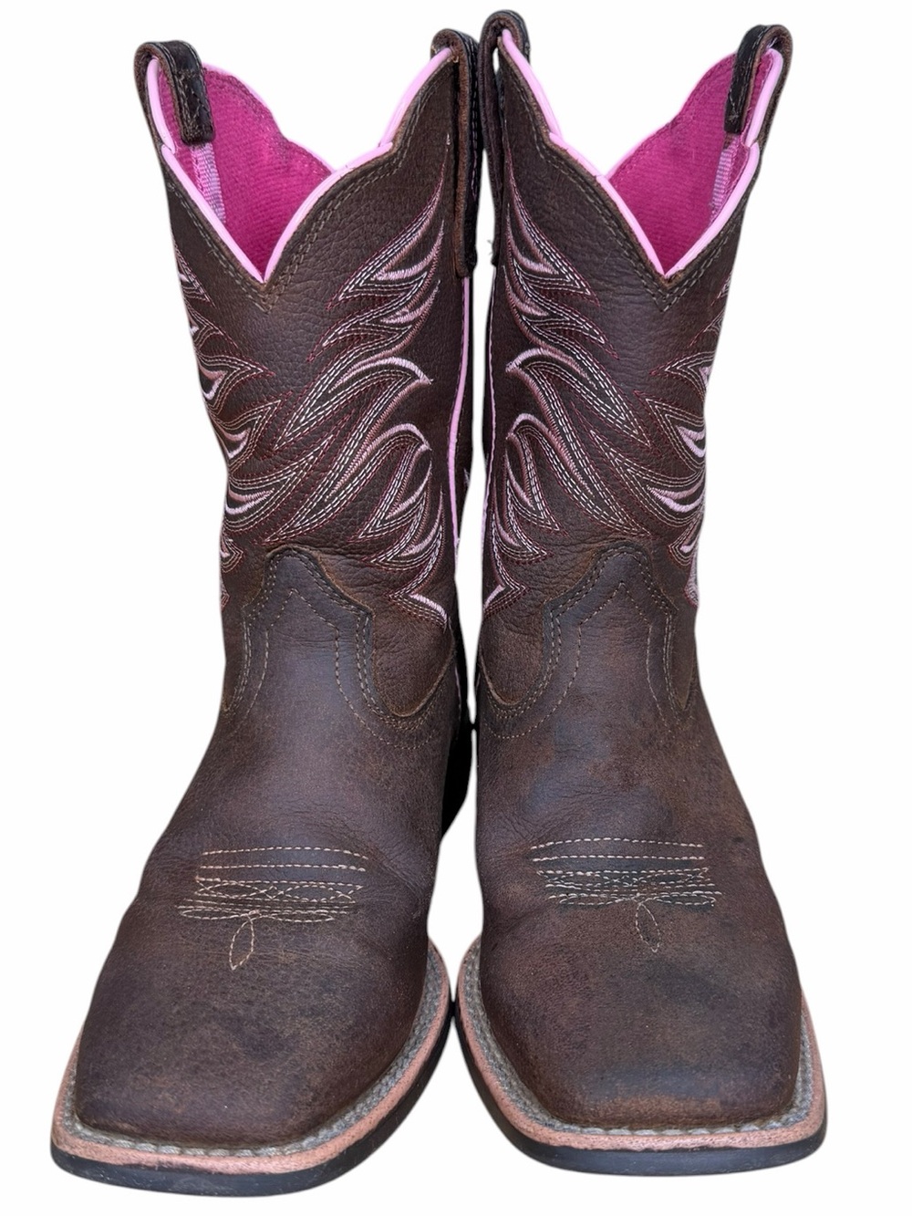 Ariat Youth Firecatcher Western Boots Brown Pink Leather Girls Size 2